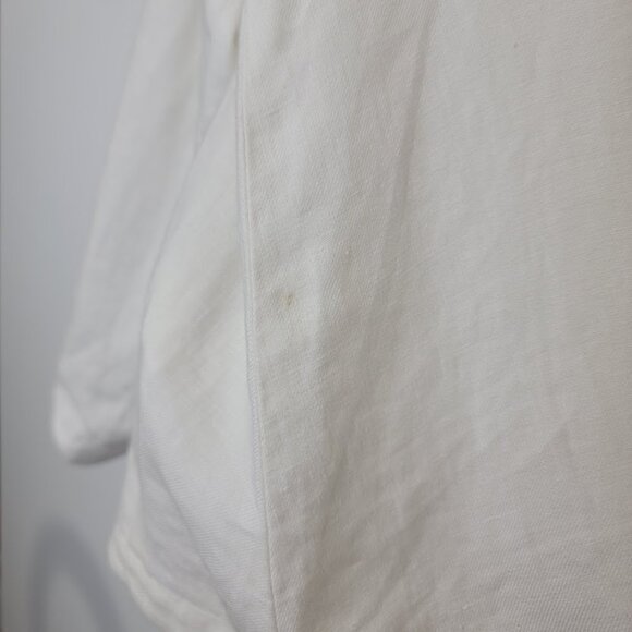Eileen Fisher White Linen Jacket Sz L Button Up Long Sleeve Pockets Lightweight - Picture 9 of 14
